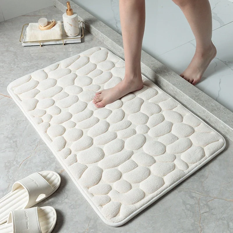 Super Absorbent Cobblestone Memory Foam Shower Mat - Image 6