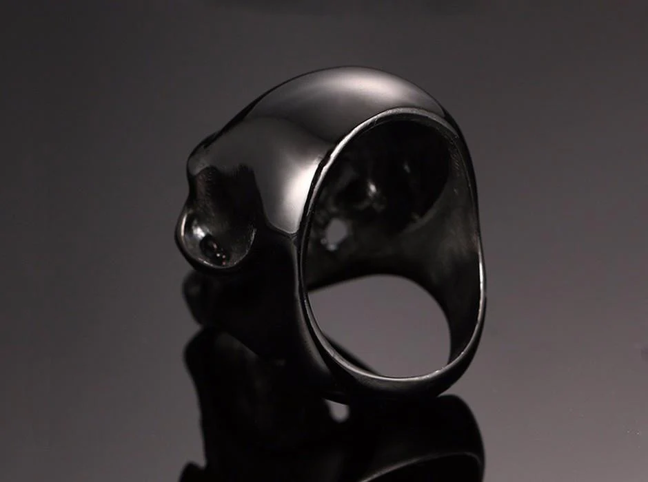 Stainless steel skull ring - Black\Gold - Image 10