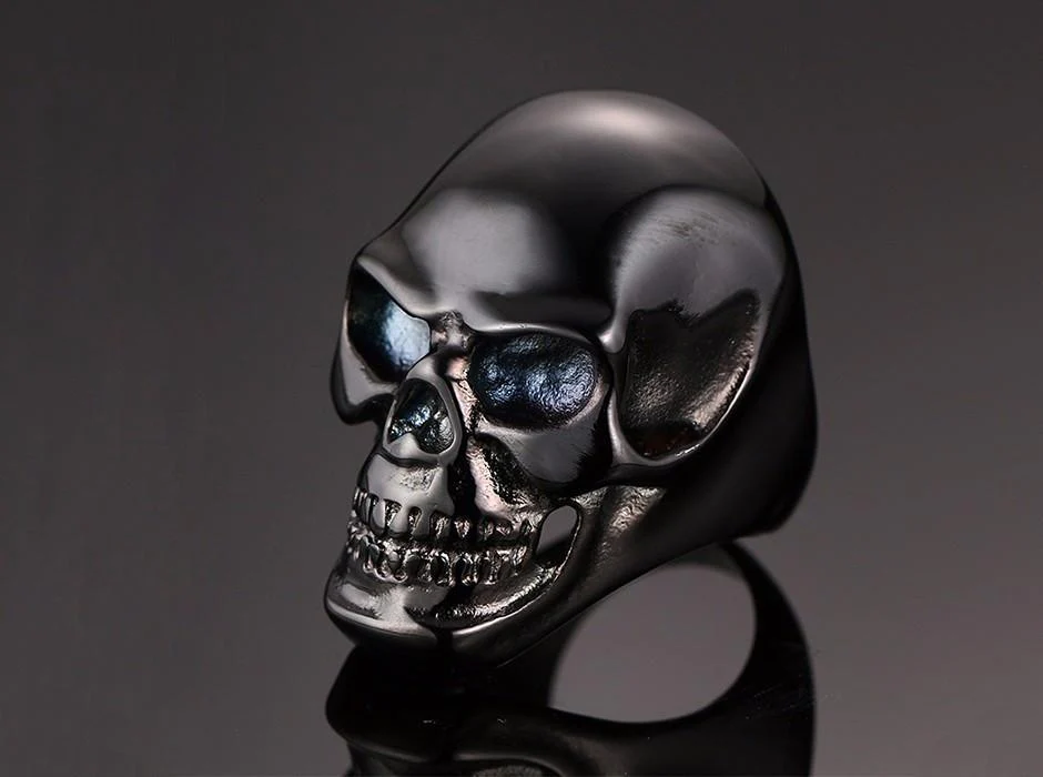Stainless steel skull ring - Black\Gold - Image 11