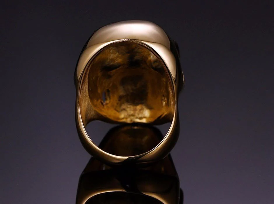 Stainless steel skull ring - Black\Gold - Image 12