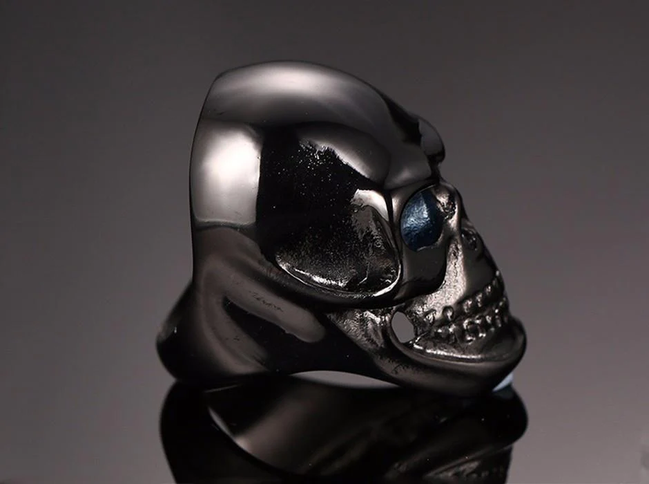Stainless steel skull ring - Black\Gold - Image 14