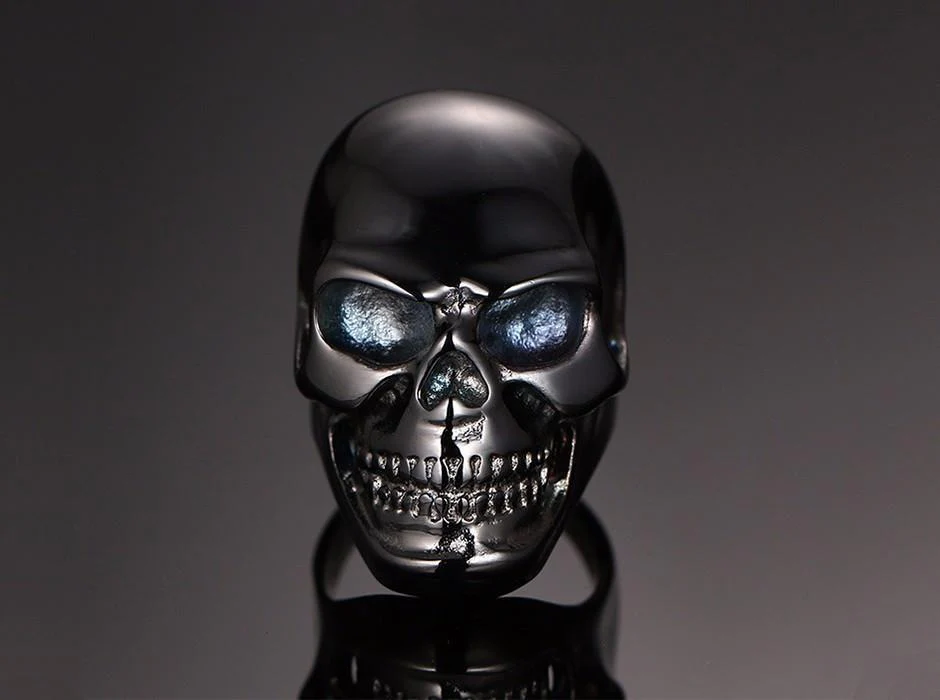 Stainless steel skull ring - Black\Gold - Image 15