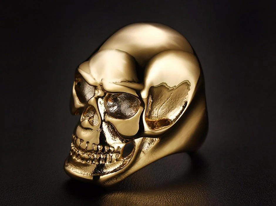 Stainless steel skull ring - Black\Gold - Image 17
