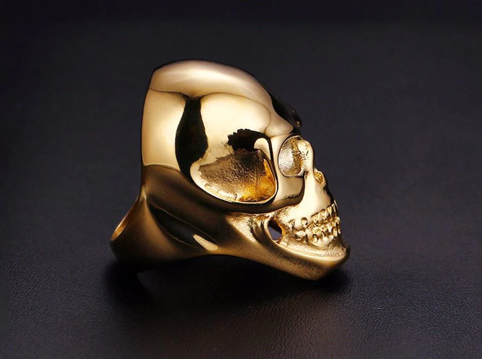 Stainless steel skull ring - Black\Gold - Image 4